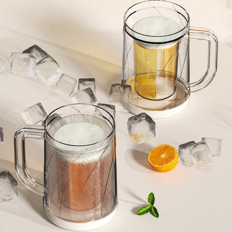 Cană Frigorifică cu Gheață pentru Răcire Instantă, Perete Dublu Reîncărcabil cu Apă, Plastic Alimentar, Transparent, 800 ml, 14.2 x 10.4 x 14.7 cm