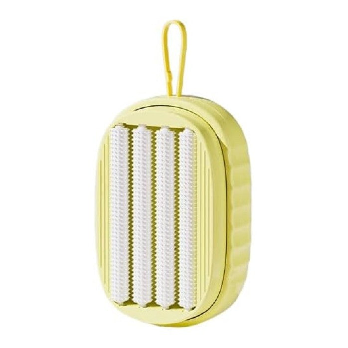 Perie de Spalat Haine, Dispenser Detergent cu Buton, 4 Role pentru Curatare, ABS si PS, Galben
