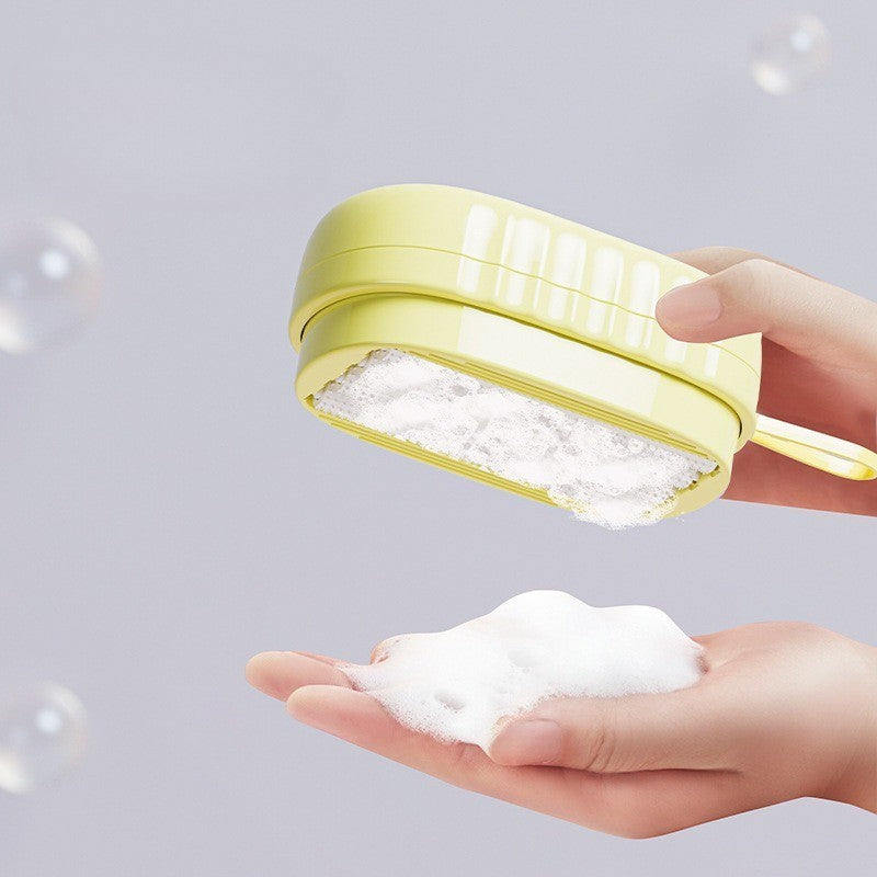 Perie de Spalat Haine, Dispenser Detergent cu Buton, 4 Role pentru Curatare, ABS si PS, Galben
