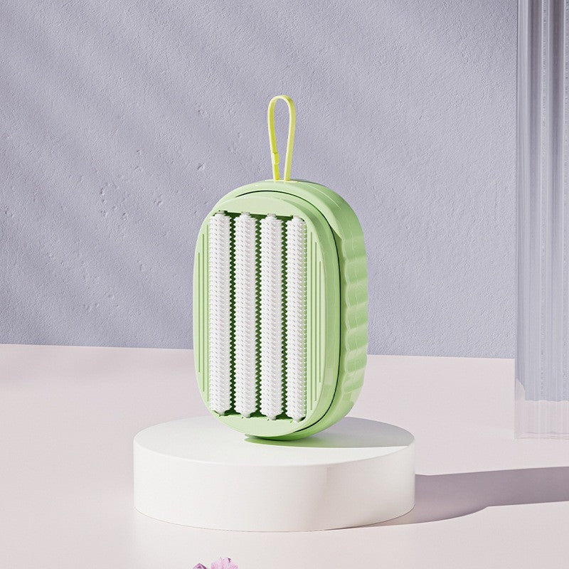 Perie de Spalat Haine cu Dispenser Detergent si 4 Role de Curatare, Buton Control Flux, Cap Detasabil si Agatatoare, ABS si PS, Verde