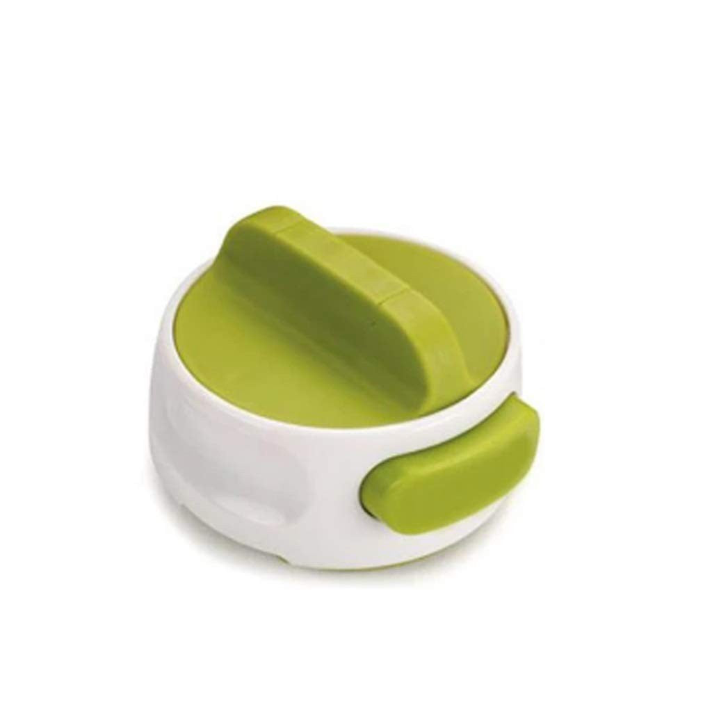 Desfacator Manual de Conserve si Sticle, Mecanism Rotund Ergonomic cu Buton Eliberare, ABS si Otel Inoxidabil, 6.8 x 4.8 cm, Verde/Alb