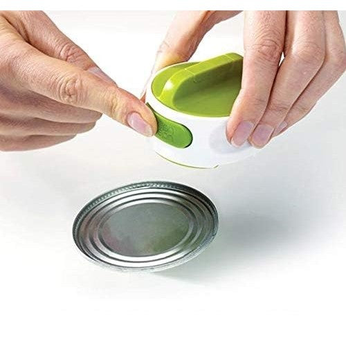 Desfacator Manual de Conserve si Sticle, Mecanism Rotund Ergonomic cu Buton Eliberare, ABS si Otel Inoxidabil, 6.8 x 4.8 cm, Verde/Alb