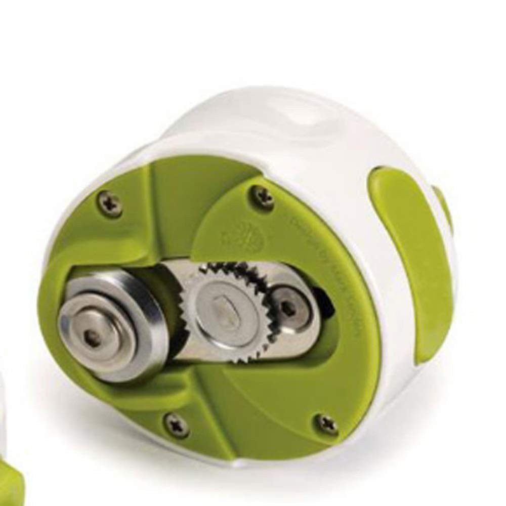 Desfacator Manual de Conserve si Sticle, Mecanism Rotund Ergonomic cu Buton Eliberare, ABS si Otel Inoxidabil, 6.8 x 4.8 cm, Verde/Alb