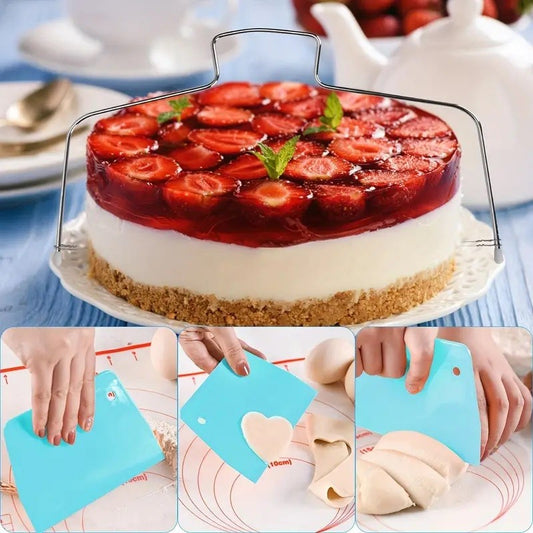 Set Complet 216 Piese pentru Copt si Decorat Torturi, 3 Tavi Detasabile din Otel Inoxidabil, Nivelator, Pos cu 7 Duze, Spatula, Feliator, 100 Forme Cupcake, Multicolor