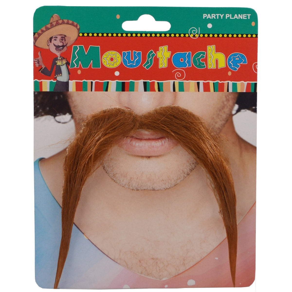 Mustata Falsa pentru Deghizari si Petreceri Tematice, Accesoriu Autoadeziv din Panza, Maro Roscat, 10 x 15 cm