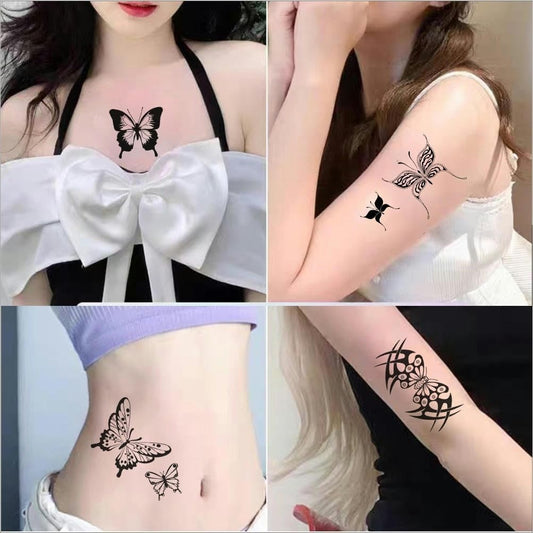 Set Tatuaje Temporare Realiste, Aplicare cu Apa, Modele Minimaliste si Artistice, Rezistente la Apa, Negru, 30 Bucati