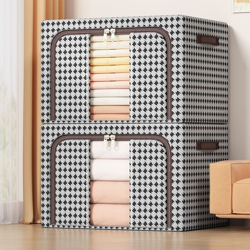 Cutie de Depozitare Pliabila pentru Haine, Cadru Metalic si Suport Baza Stabil, Fermoar Bidirectional, Fereastra Transparenta, Material Textil, Design Zebra, 24 L, 40x30x20 cm, Alb/Negru