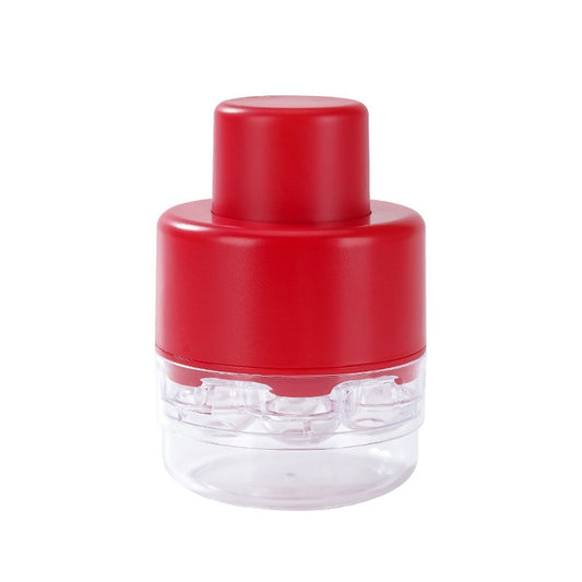 Dispozitiv de Scos Samburi pentru Cirese si Masline, Aparat Manual cu 7 Gauri, Plastic ABS si AS, 13 x 9.2 cm, Rosu