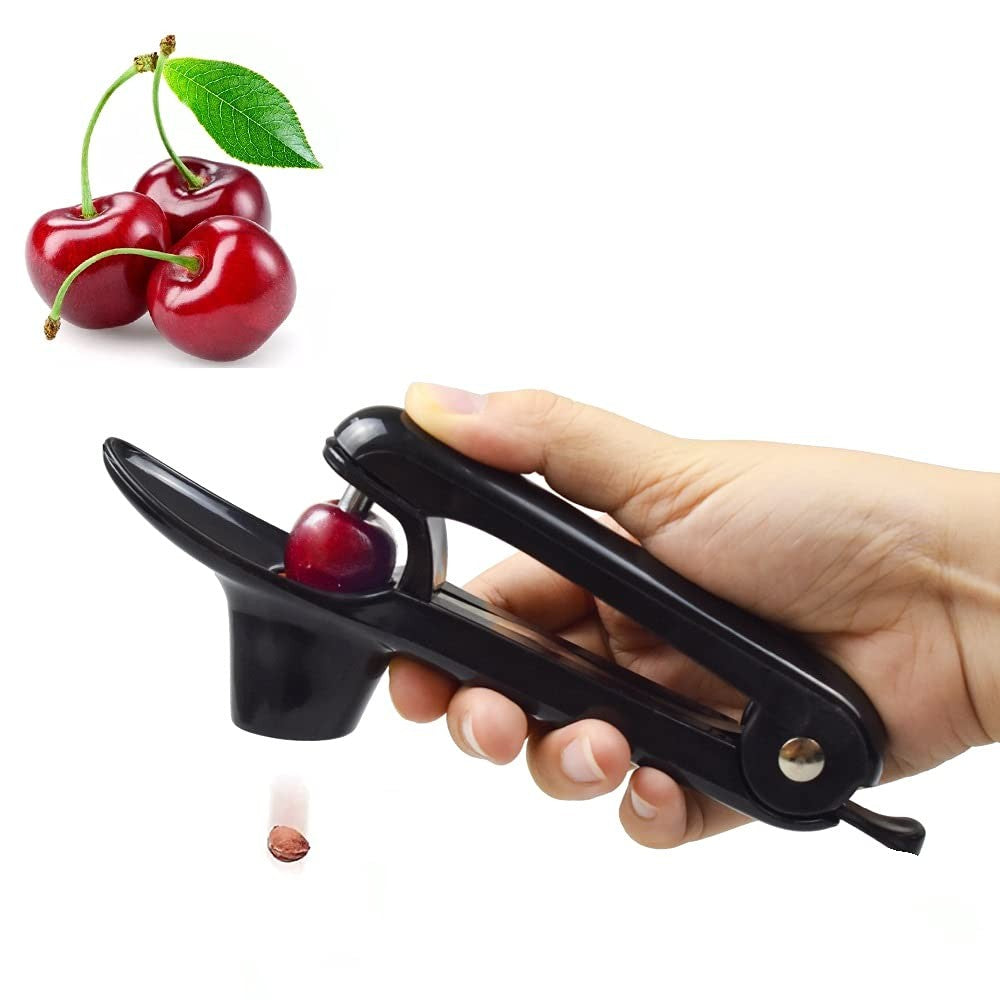 Dispozitiv de Scos Samburi Cirese si Masline, Aparat Manual cu Maner Ergonomic, ABS si Otel Inoxidabil 420, 20.5 x 3.8 x 13 cm, Negru