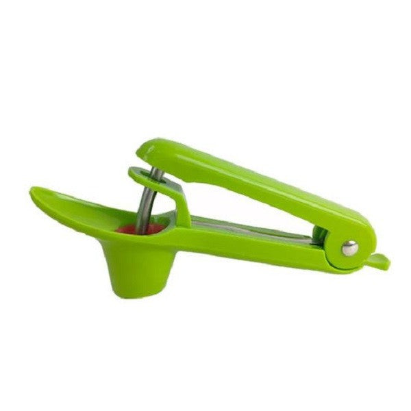Dispozitiv Manual pentru Scos Samburi Cirese si Masline, Sistem Ergonomic cu Rebound, ABS si Otel Inoxidabil, 20.5 x 3.8 x 13 cm, Verde