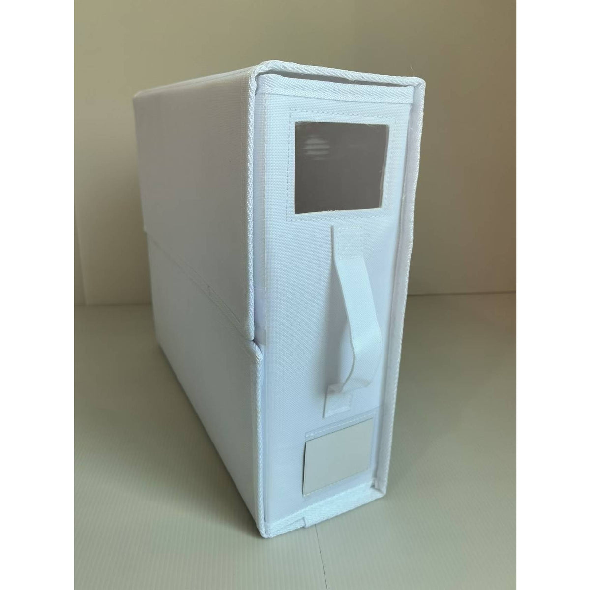 Cutie Depozitare Lenjerii de Pat, Organizator Pliabil cu Fereastra Vizibila, Fermoar si Velcro, Panza Oxford si PP, 18 Litri, 38x33x12 cm, Alb Ivoir