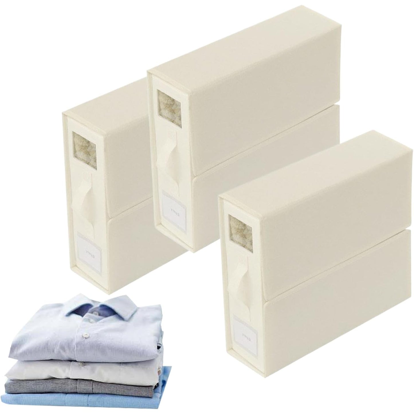Cutie Depozitare Lenjerii de Pat, Organizator Pliabil cu Fereastra Vizibila, Fermoar si Velcro, Panza Oxford si PP, 18 Litri, 38x33x12 cm, Alb Ivoir