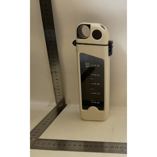 Sticla de Apa pentru Sport cu Pai Detașabil, Capac cu Buton de Blocare si Etansare din Silicon, Policarbonat Rezistent la Impact, 350 ml, Alb