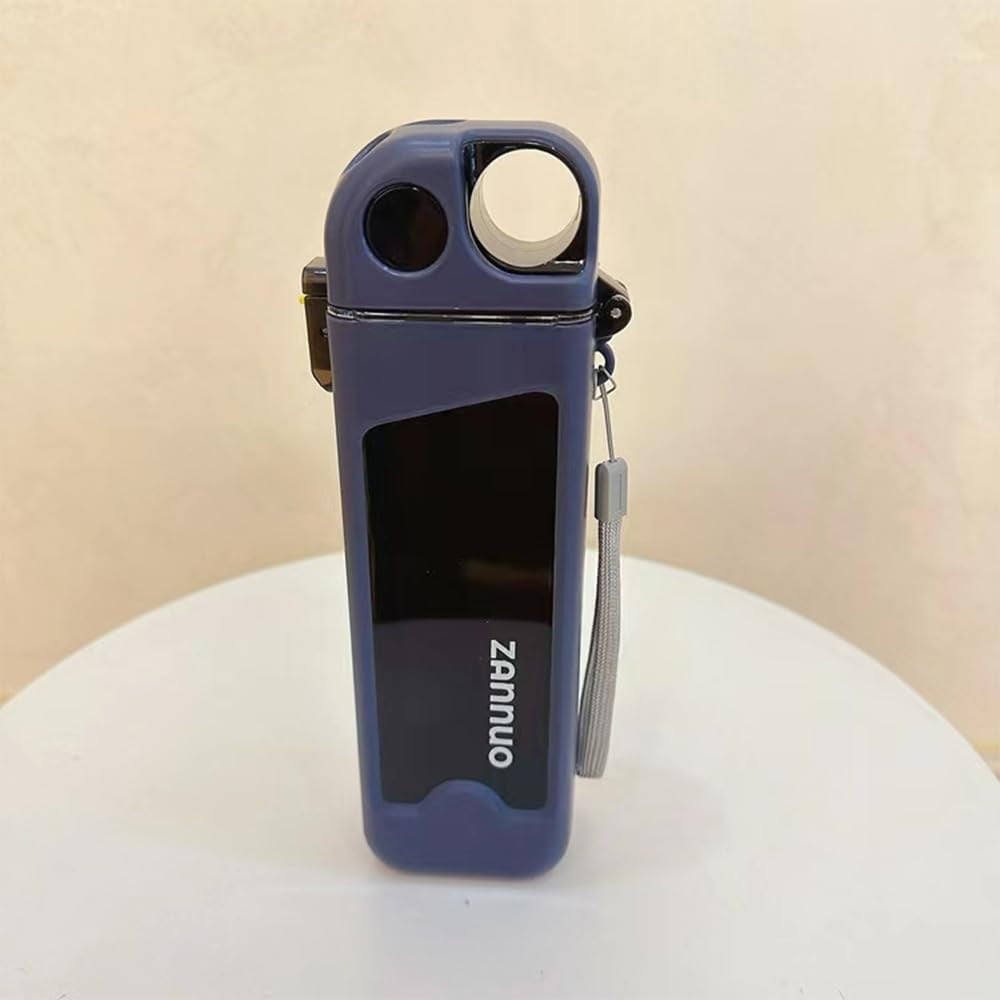 Sticla de Apa pentru Sport cu Pai si Capac, Sistem de Blocare Anti-Scurgere si Snur de Transport, Policarbonat, 350 ml, Albastru