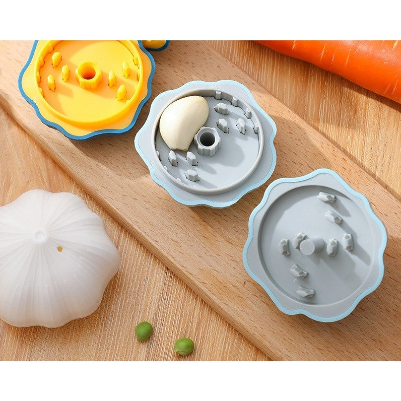 Presa Manuala pentru Usturoi si Mini Tocator Legume, Design Rotativ Compact, Plastic Rezistent, 7 x 7.5 cm, Albastru Deschis