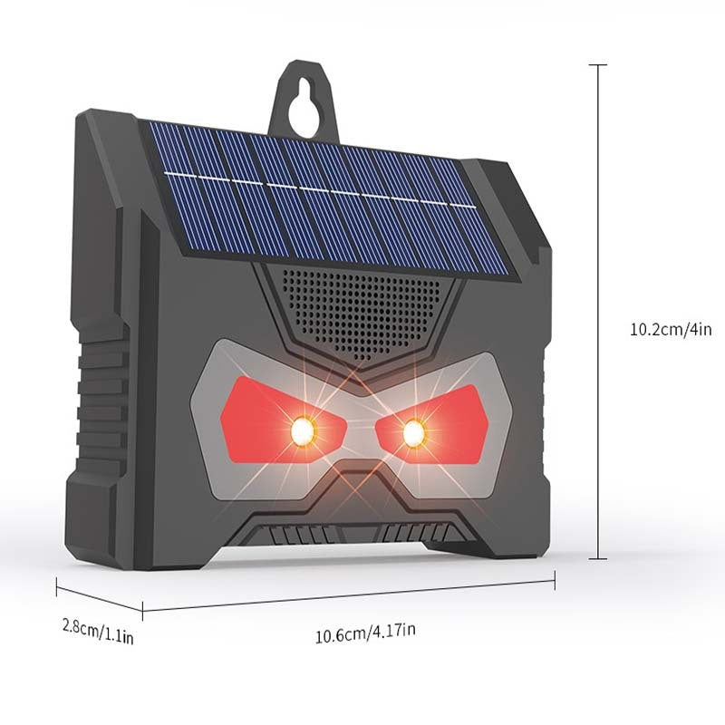 Set 2 Aparate Ultrasunete Solar Anti Animale si Pasari, Repelent cu LED Intermitent Rosu, Incarcare USB Type-C, IP66 Impermeabil, ABS, Negru, 10.2 x 10.6 x 2.8 cm