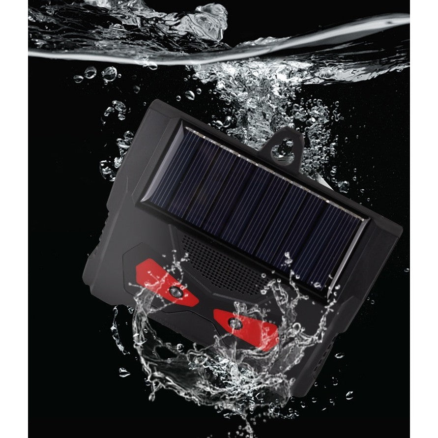 Set 2 Aparate Ultrasunete Solar Anti Animale si Pasari, Repelent cu LED Intermitent Rosu, Incarcare USB Type-C, IP66 Impermeabil, ABS, Negru, 10.2 x 10.6 x 2.8 cm