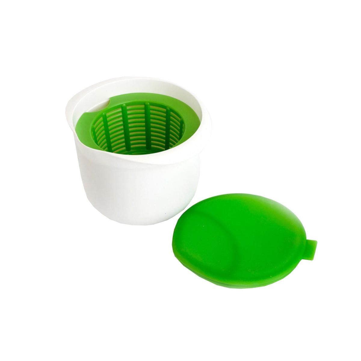 Recipient Preparare Branza de Casa, Cheese Maker cu Filtru si Capac Silicon, Plastic fara BPA, Microunde si Masina de Spalat Vase, 17x14.5x12.8 cm, Verde