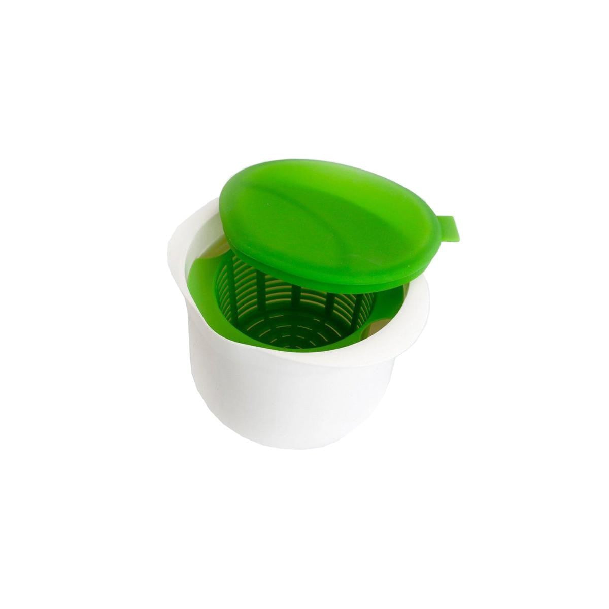 Recipient Preparare Branza de Casa, Cheese Maker cu Filtru si Capac Silicon, Plastic fara BPA, Microunde si Masina de Spalat Vase, 17x14.5x12.8 cm, Verde