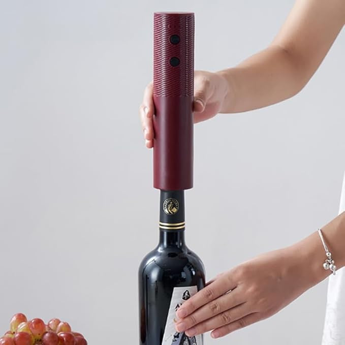 Tirbuson Electric Pentru Sticle de Vin, Deschizator Automat Reincarcabil USB, Baterie 500 mAh, Motor 20W, ABS, 20 x 4.6 cm, Negru