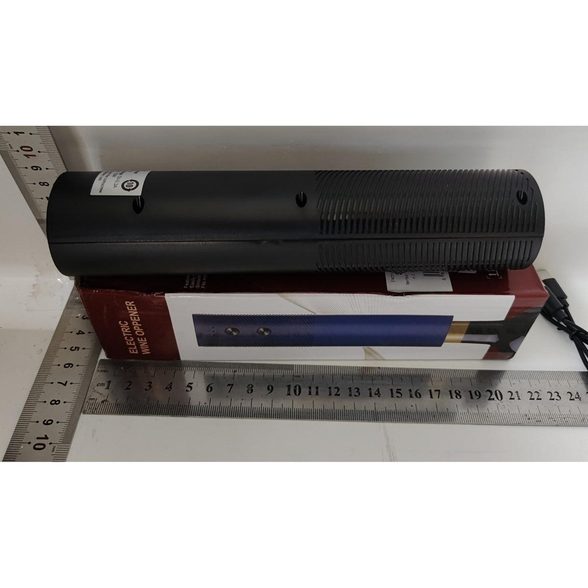 Tirbuson Electric Pentru Sticle de Vin, Deschizator Automat Reincarcabil USB, Baterie 500 mAh, Motor 20W, ABS, 20 x 4.6 cm, Negru
