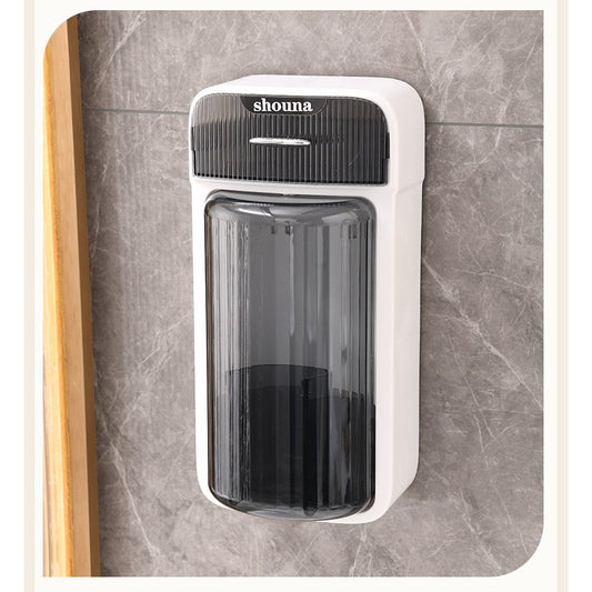 Organizator Cosmetice si Baie Rotativ 360 Grade, Suport Machiaj cu 4 Compartimente si 1 Sertar, Plastic PP si PET, 27.5 x 16 x 11 cm, Alb/Negru