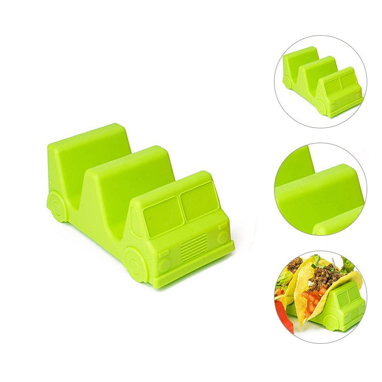 Suport pentru Taco si Tortilla, Model Autobuz Jucaus, Polipropilena Fara BPA, Compatibil Masina de Spalat Vase, 14 x 7.5 x 6.5 cm, Verde