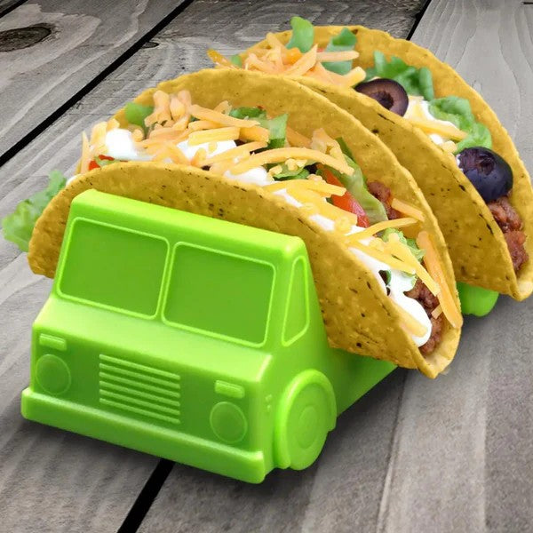 Suport pentru Taco si Tortilla, Model Autobuz Jucaus, Polipropilena Fara BPA, Compatibil Masina de Spalat Vase, 14 x 7.5 x 6.5 cm, Verde