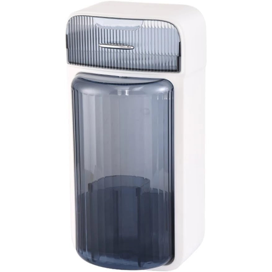 Organizator Cosmetice si Baie Rotativ 360 Grade, Suport Machiaj cu 4 Compartimente si 1 Sertar, Plastic PP si PET, 27.5 x 16 x 11 cm, Albastru