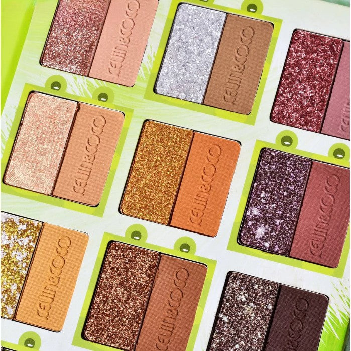 Kevin&Coco Set Machiaj cu 38 Culori, Paleta Farduri de Ochi, Iluminator si Contouring, Design Portabil cu Husa Pufoasa Model Broscuta, Ingrediente Non-Toxice, Multicolor, 17.3x12.5x5 cm