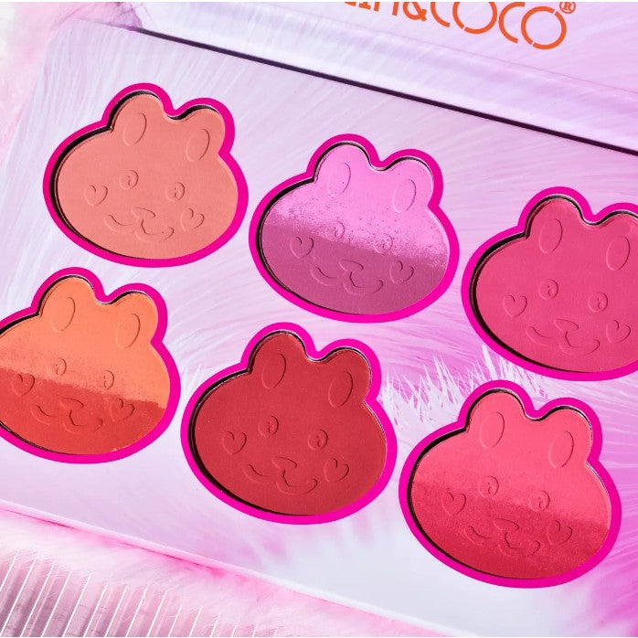 Kevin&Coco Set Machiaj cu 6 Culori Blush, Paleta Fard de Obraz cu Pigment Ridicat, Husa Pufoasa Design Pisicuta, Material Non-Toxic, 17.3x12.5x5 cm, Multicolor