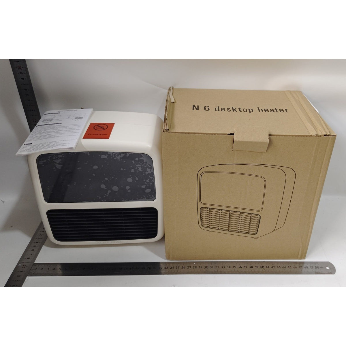 Aeroterma Portabila Mini, Incalzitor Ceramic PTC cu Efect de Semineu si Flacara, Display LCD, 1500W, 2 Trepte de Putere, Oprire Automata, ABS Ignifug, 22 x 22 x 15 cm, Alb