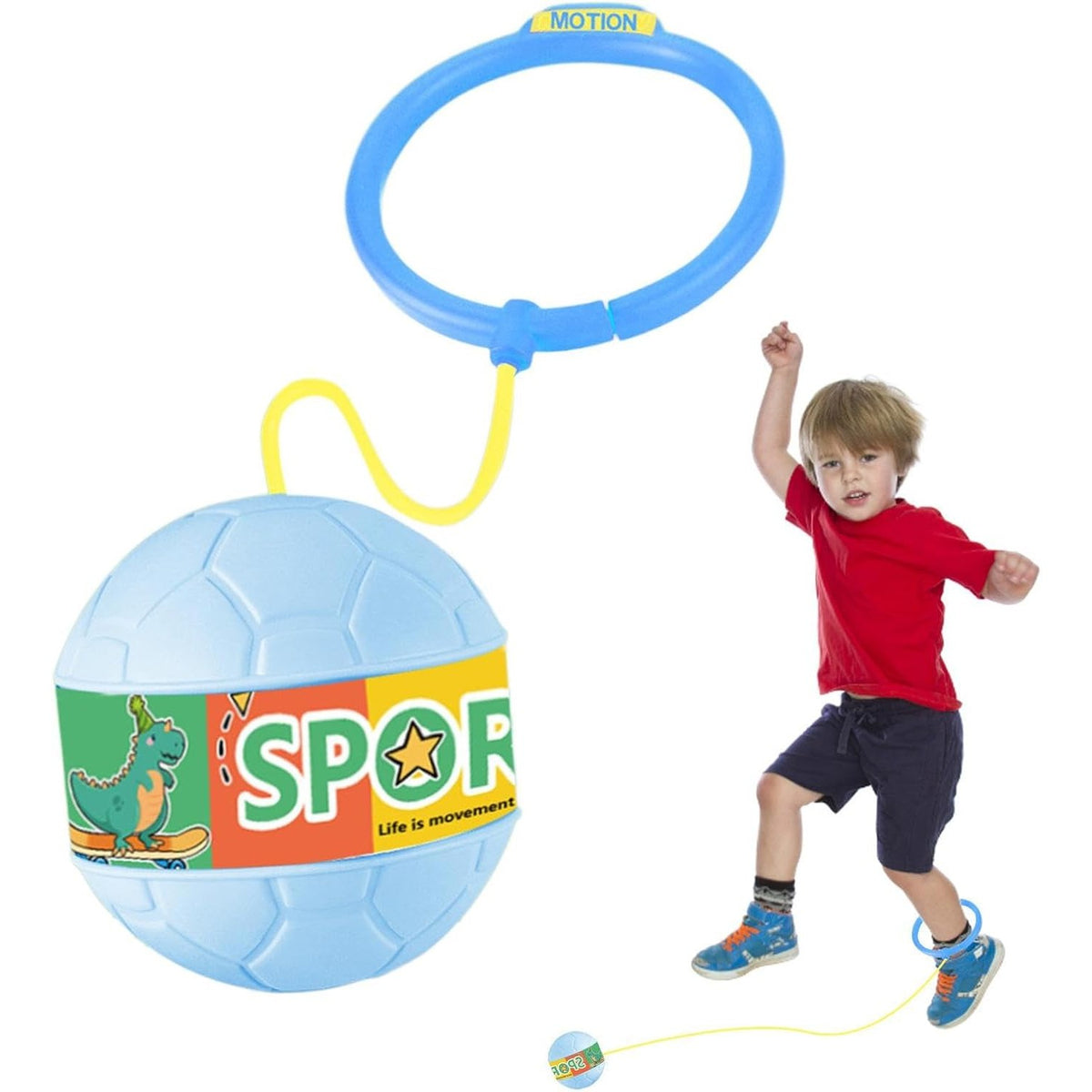 Minge Pentru Sarit Tip Coarda Hula Hoop, Functie Iluminat LED, Jucarie Coordonare Motorie, Plastic si Cauciuc, 4-6 Ani, Albastru