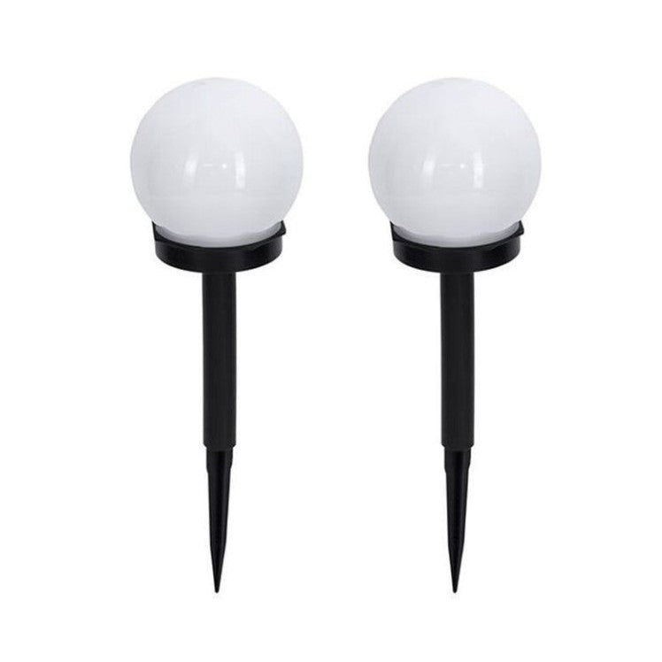 Set 2 Lampi Solare LED, Forma Sferica Tip Glob, Iluminat Exterior Gradina si Terasa, Rezistente la Intemperii, Senzor Crepuscular, Plastic, Diametru 10 cm, Alb Cald