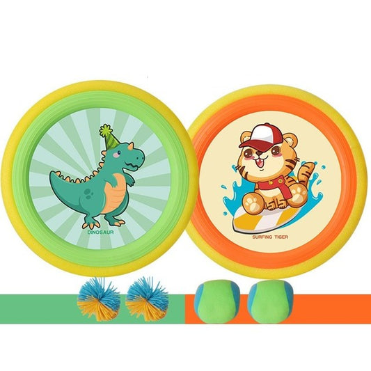 Fippy Set Interactiv Frisbee pentru Copii, Joc de Exterior cu 2 Palete Elastice si 4 Mingi, ABS si Panza, Diametru 30 cm, Multicolor