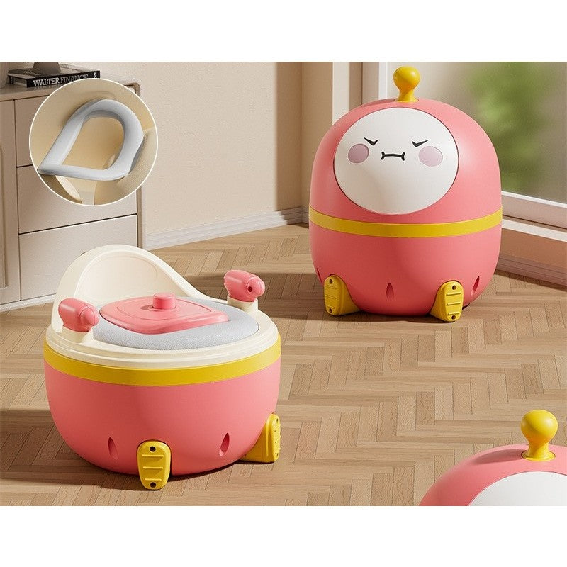 Olita 2in1 pentru Copii, Reductor WC si Functie Muzicala cu Lumini, Perna Moale PU, Design Ou, Plastic cu Baza Antiderapanta, 29 x 29 x 22 cm, Roz