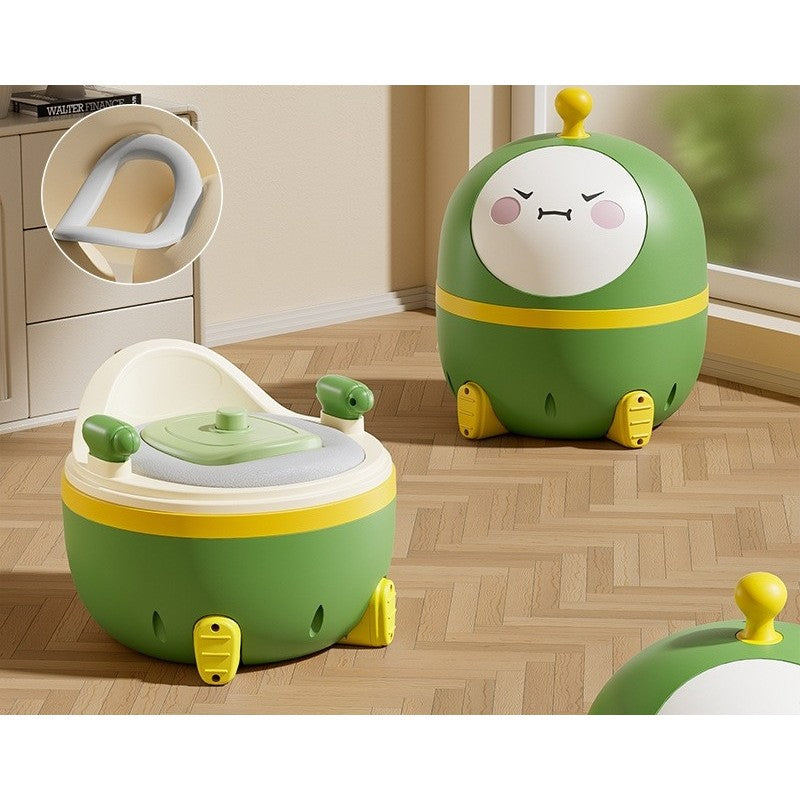 Olita 2in1 Pentru Copii, Model Ou cu Reductor WC Detasabil, Muzica si Lumini, Perna Moale PU, Plastic Ecologic, 36 x 41 x 20 cm, Verde