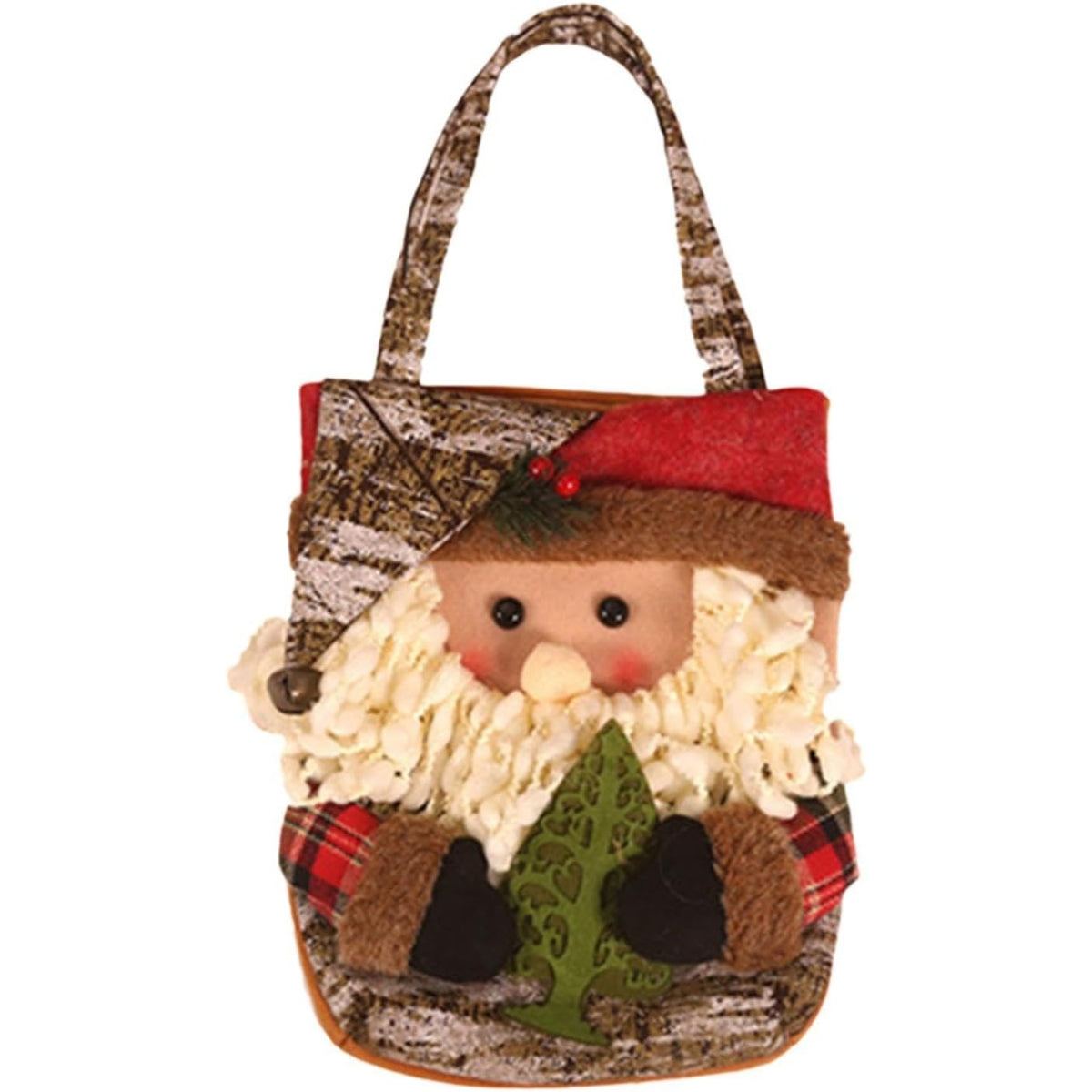 Geanta pentru Cadouri de Craciun, Model Mos Craciun, Decoratiune Festiva Hand-Made, Panza si Bumbac, 46x23x2 cm, Multicolor