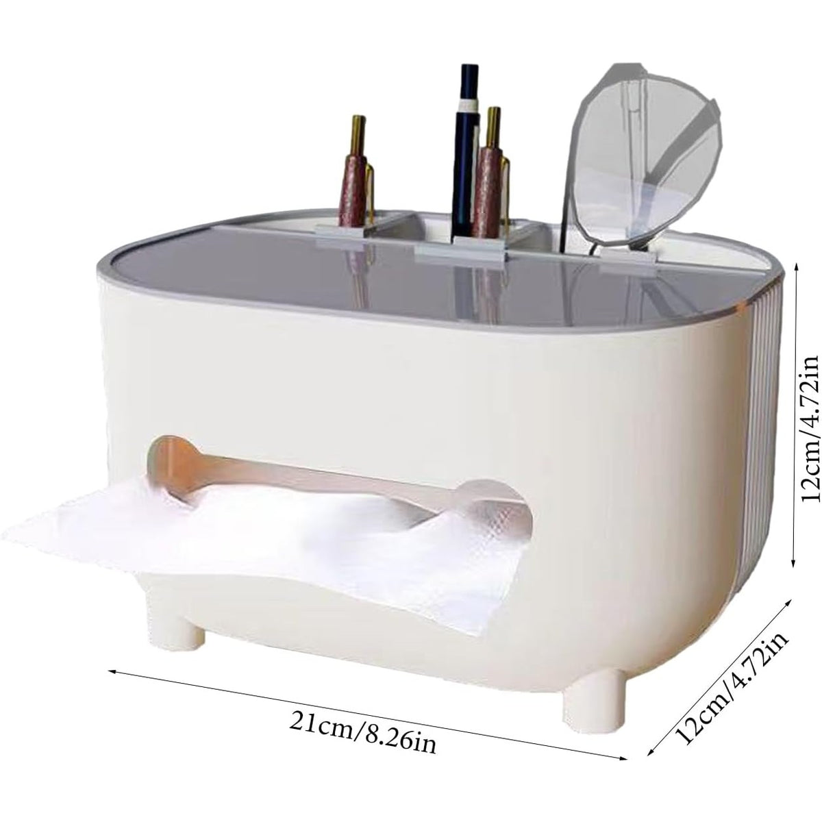 Suport pentru Servetele, Cutie Multifunctionala cu Organizator pentru Obiecte Personale, Design Minimalist Modern, Material ABS Rezistent, pentru Birou sau Masa, 21x12x12 cm, Gri