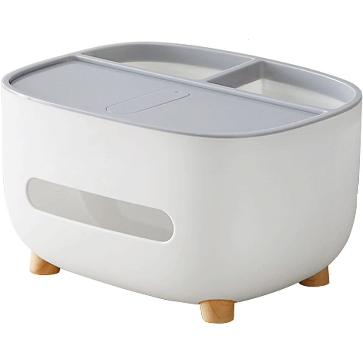 Suport pentru Servetele, Cutie Multifunctionala cu Organizator pentru Obiecte Personale, Design Minimalist Modern, Material ABS Rezistent, pentru Birou sau Masa, 21x12x12 cm, Gri