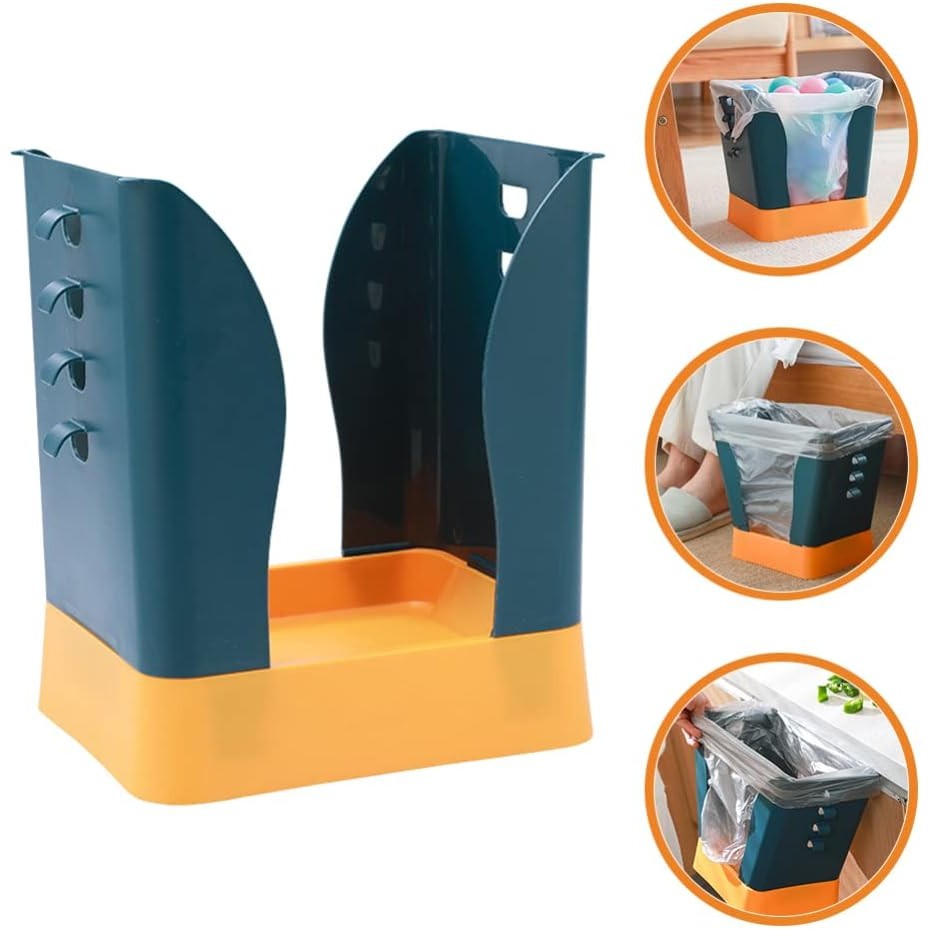 Cos de Gunoi Extensibil si Pliabil, Recipient Reglabil pentru Bucatarie, Baie sau Birou, Plastic Rezistent, 21x25x17 cm, Albastru/Galben