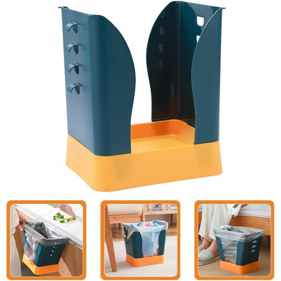 Cos de Gunoi Extensibil si Pliabil, Recipient Reglabil pentru Bucatarie, Baie sau Birou, Plastic Rezistent, 21x25x17 cm, Albastru/Galben