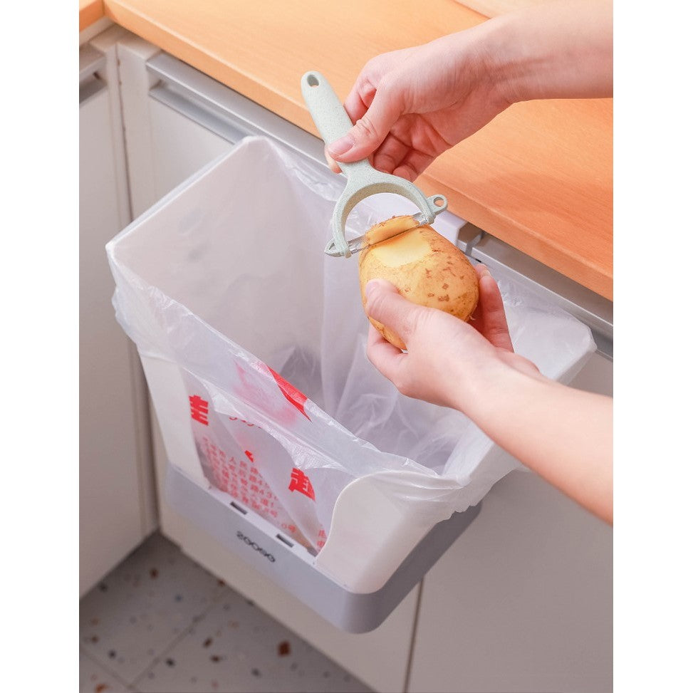 Cos de Gunoi Extensibil, Recipient Pliabil pentru Bucatarie si Baie, Plastic Durabil, Design Reglabil si Compact, 21x25x17 cm, Alb/Gri