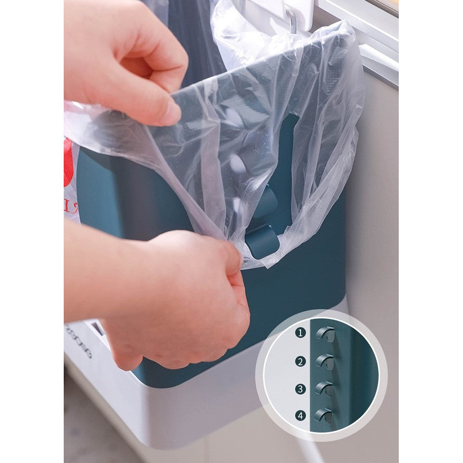 Cos de Gunoi Extensibil, Recipient Pliabil si Reglabil pentru Bucatarie sau Birou, Plastic Rezistent, 21x25x17 cm, Albastru Gri