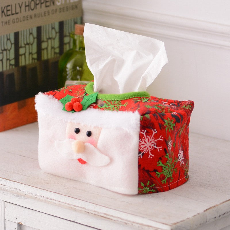 Cutie Decorativa Pentru Servetele, Model Mos Craciun, Tematica Festiva, Material Textil, 16 x 10 cm, Rosu