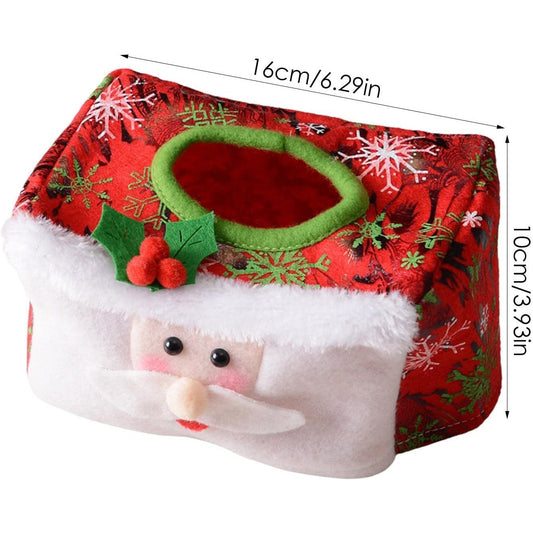 Cutie Decorativa Pentru Servetele, Model Mos Craciun, Tematica Festiva, Material Textil, 16 x 10 cm, Rosu