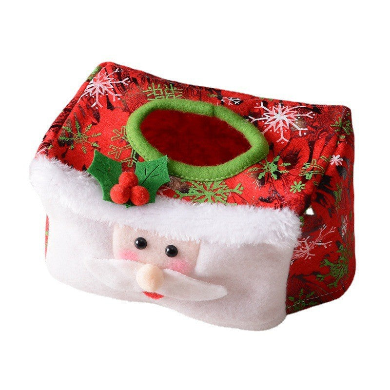 Cutie Decorativa Pentru Servetele, Model Mos Craciun, Tematica Festiva, Material Textil, 16 x 10 cm, Rosu