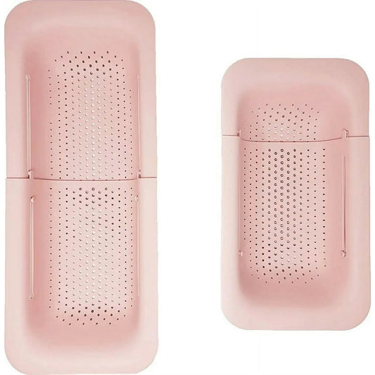 Cos Telescopic pentru Scurgere Chiuveta Bucatarie, Organizator Reglabil Legume si Fructe, Plastic PP, 36-49 cm, Roz