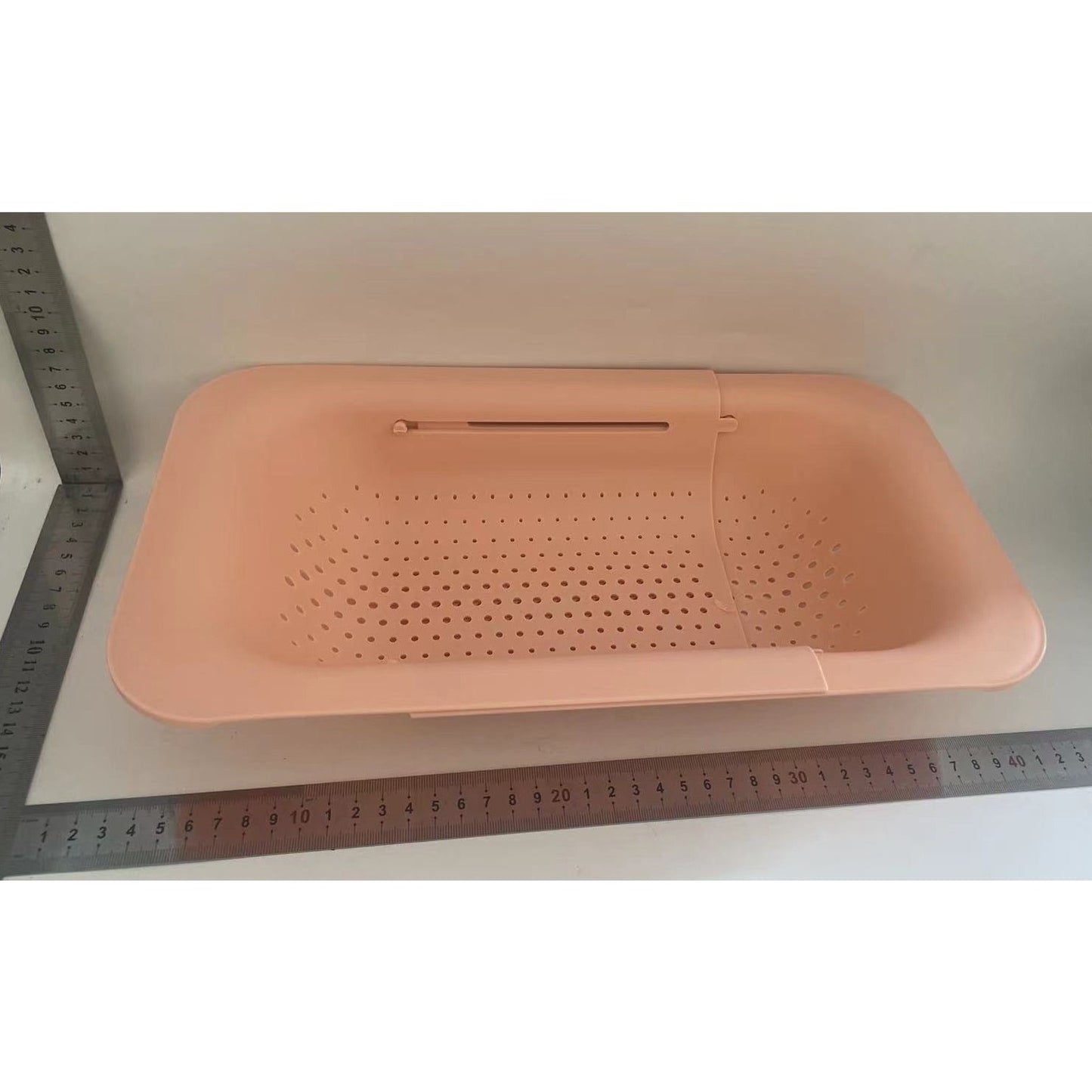 Cos Telescopic pentru Scurgere Chiuveta Bucatarie, Organizator Reglabil Legume si Fructe, Plastic PP, 36-49 cm, Roz