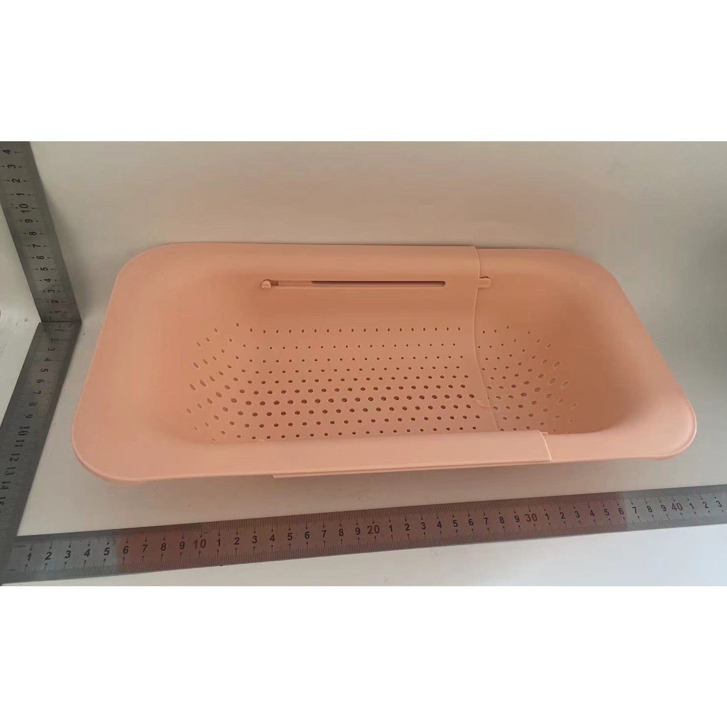 Cos Telescopic pentru Scurgere Chiuveta Bucatarie, Organizator Reglabil Legume si Fructe, Plastic PP, 36-49 cm, Roz